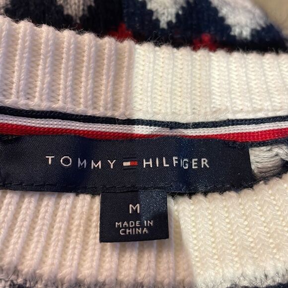 Tommy Hilfiger Fair Isle Argyle Logo Crewneck Sweater Medium - Picture 9 of 12
